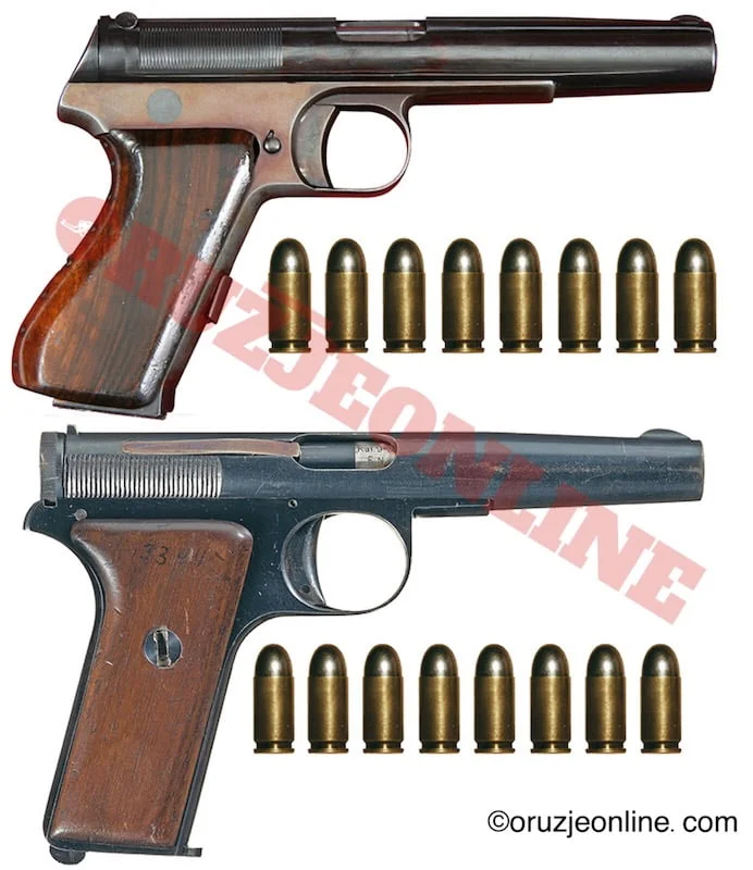 Yovanovitch M1931 9 mm (.380) calibre pistol. (above) and 9mm (.380) M1930 (below).