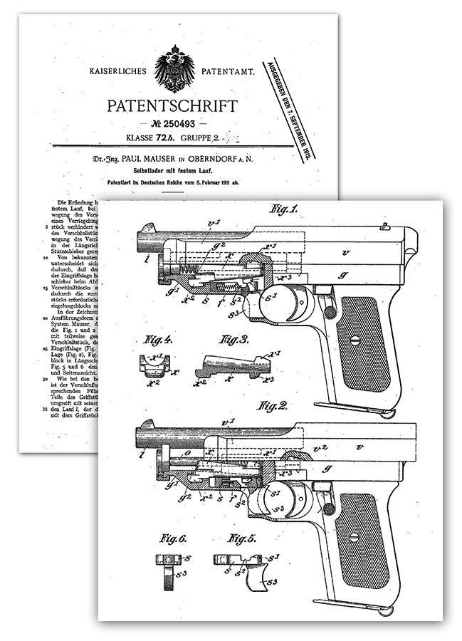 Pištolj sistema Mauser, nemački patent 250.493