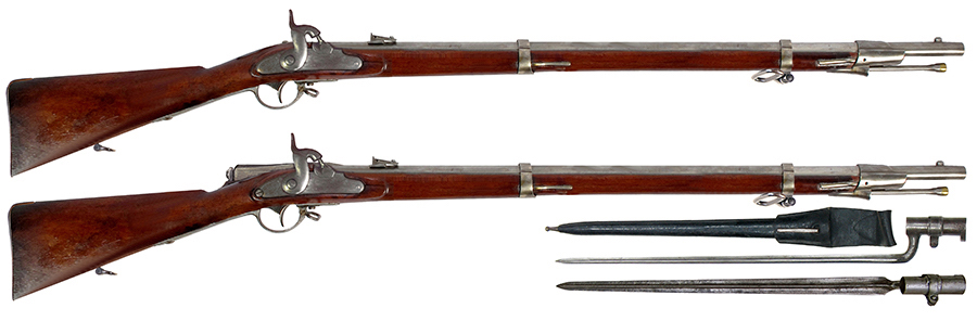 Originalna sprednjača 13.9mm Lorenc M1859 (gore) i adaptirana u ostragušu sistema Grin M1867