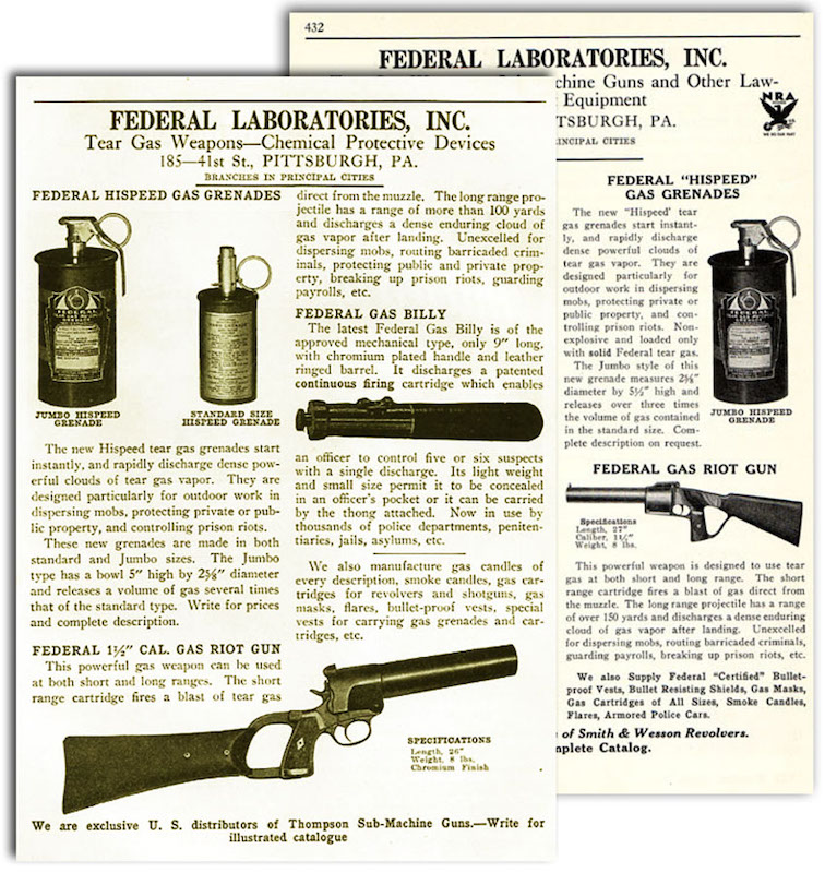 Reklama za anti-rajot pištolj Smith & Wesson, Federal Laboratories Inc., Pittdburgh, 1933 godina