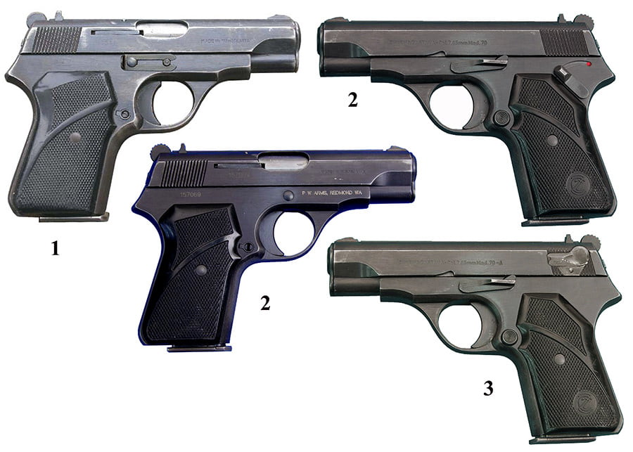 Pištolji: 1 – M1967.; 2 – M1970.; 3 – M1970A