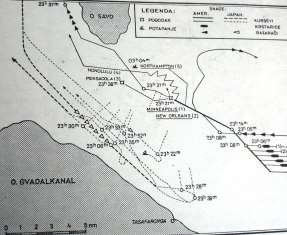 Šematski prikaz bitke kod Tasafaronga 30. novembra 1942.