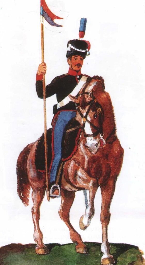 Prvi uniformisani gardista 1835. Akvarel Pavle Vasic