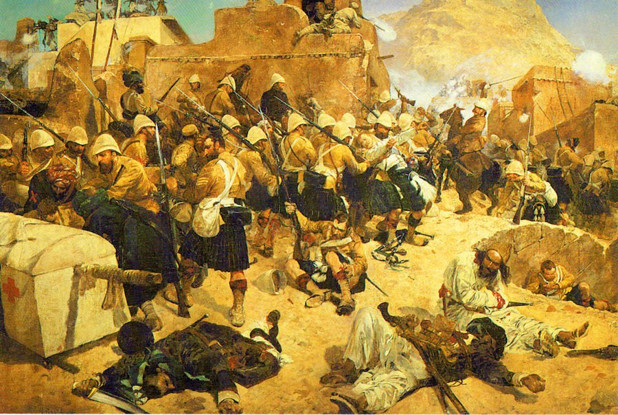 Drugi britansko afganski rat 1878 - 1880 92 Hajlederski puk kod Kandahara - ulje Richard Caton Woodville Jr.