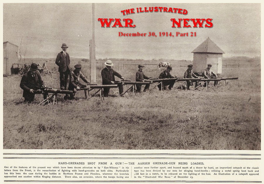 Proba bacača Aasen 23 decembra 1914. Illustrated War News.