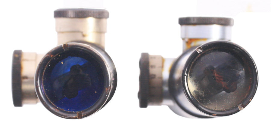 Blue AR coating on ON-2 scope (left)