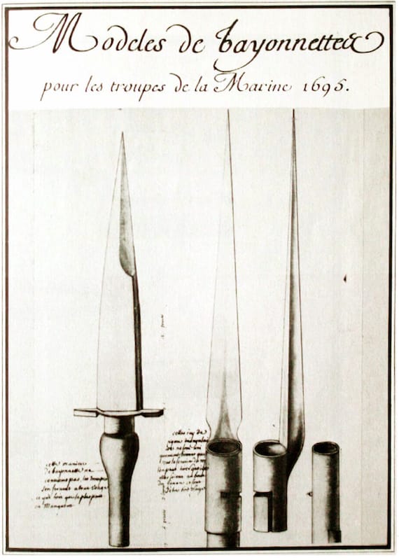 Baginet i bajonet sa cevčicom, 1695.
