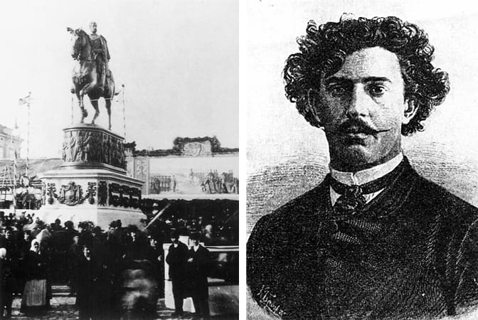 Fotografija sa otkrivanja spomenika knezu Mihailu (levo), Enriko Paci (1819–1899)