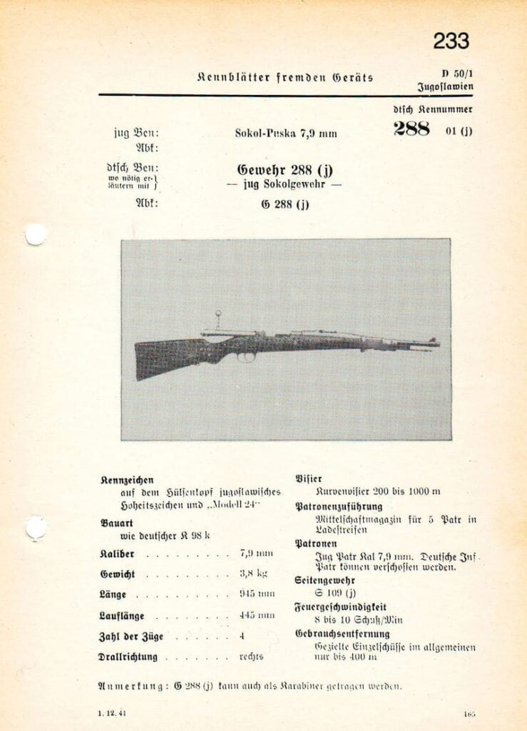 Wehrmacht katalog - sokolska puska
