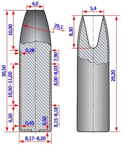 Slika 15. Deformabilna zrna 8 mm  Zrno sa mekim vrhom SFM (levo)  Zrno sa šupljim vrhom (desno)