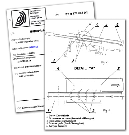 Evropski patent Rücksossreies Präzisiongewehr ЕР0774641А1
