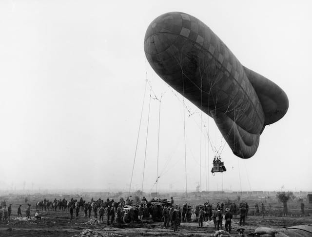 pustanje artiljerijskog balona kod ipra u belgiji