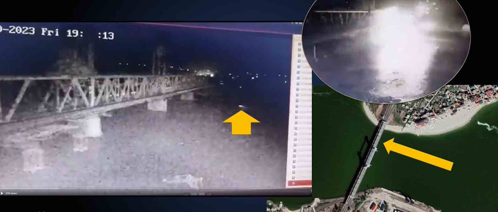 prvi snimak ruskog pomorskog drona kako pogada most u blizini odese