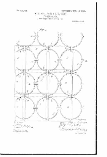 bulivantov americki patent us804704 za torpednu mrezu