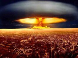 nuklearna eksplozija i pecurka, ilustracija