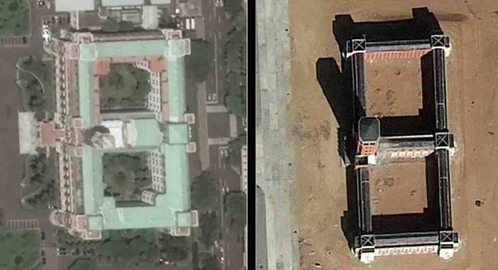 predsednicka palata tajvan tajpei levo i kineska repila na poligonu za obuku desno predsednicka palata tajvan tajpei levo i kineska repila na poligonu za obuku desno