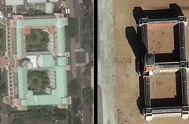 predsednicka palata tajvan tajpei levo i kineska repila na poligonu za obuku desno