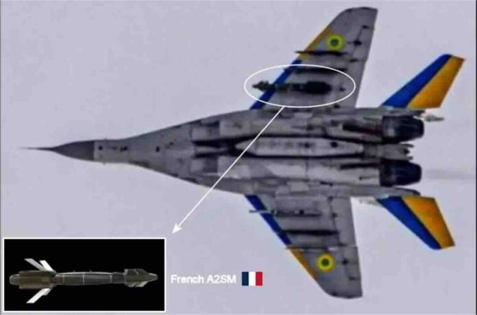 u ukrajini prvi put primecen lovac mig 29 sa francuskom vodenom bombom hammer