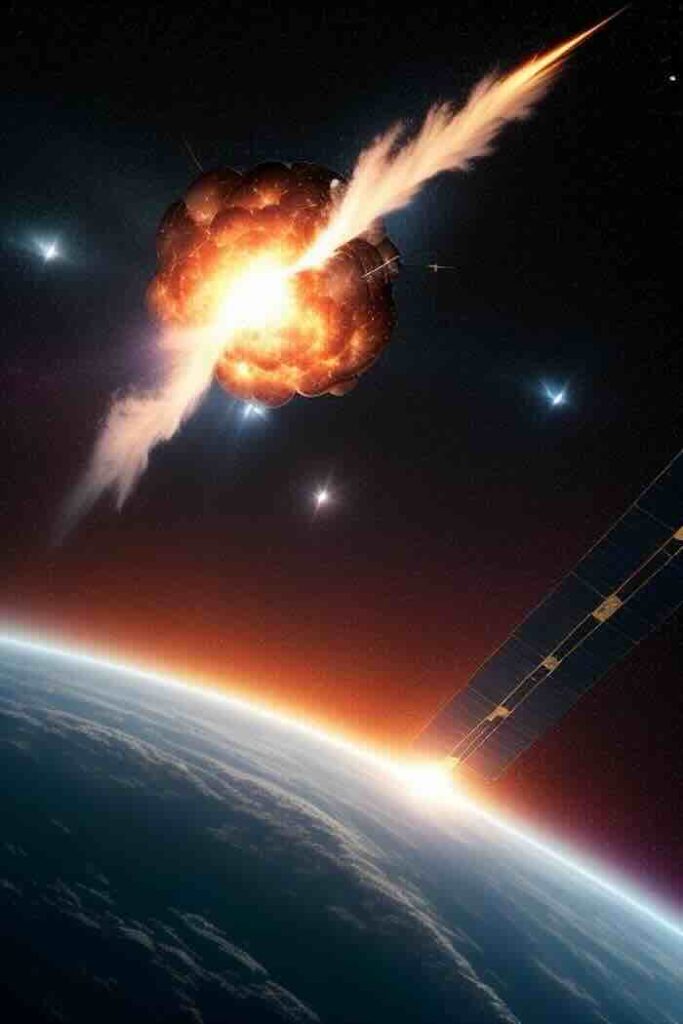 eksplozija satelita u svemiru ilustracija