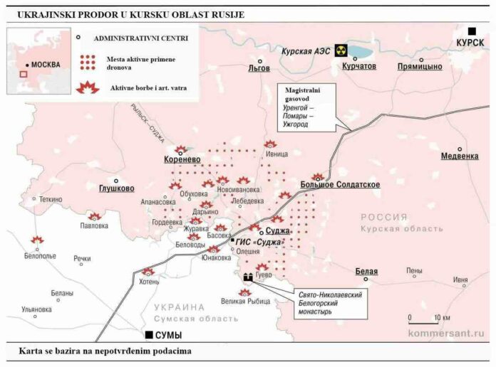 karta prodora ukrajinaca u kursk