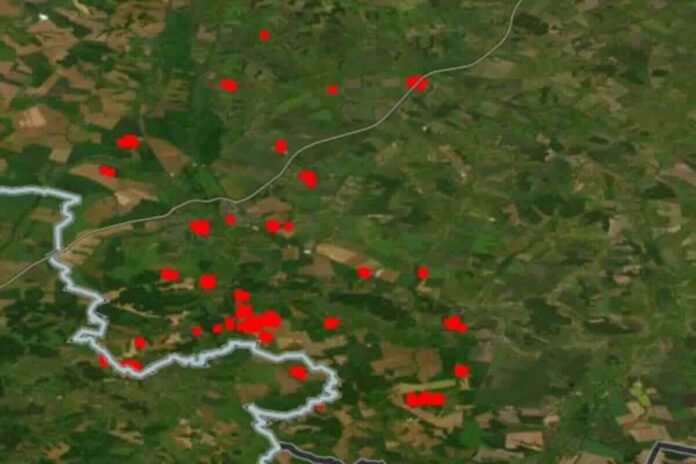 mapa vojnih operacija u kurskoj oblasti prikazuje mesta glavnih bitaka