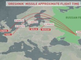 domet rakete orešnik i vremena potrebna do udara prema ruskim izvorima