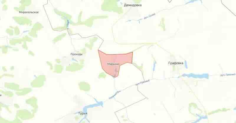 kontranapad oružanih snaga rusije u sumskoj oblasti zauzeto selo marjino