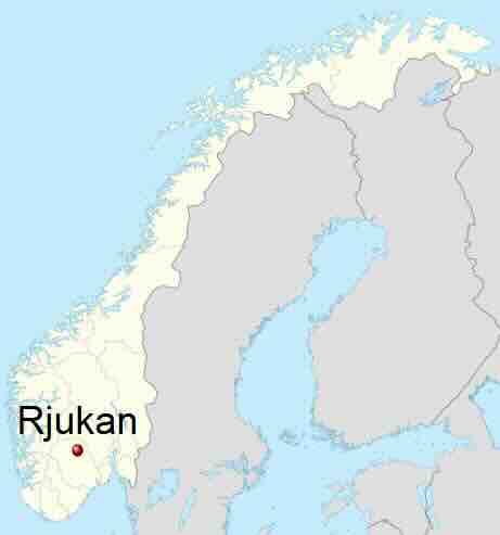 rjukan na mapi norveške