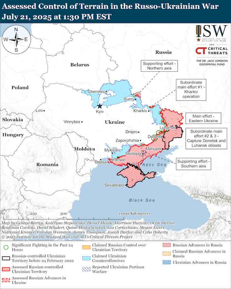 isw mapa od 21. jula 2025 godine