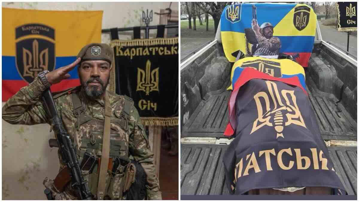 kolumbijski placenik u ukrajinskim snagama, levo vidimo dolazak desno odlazak