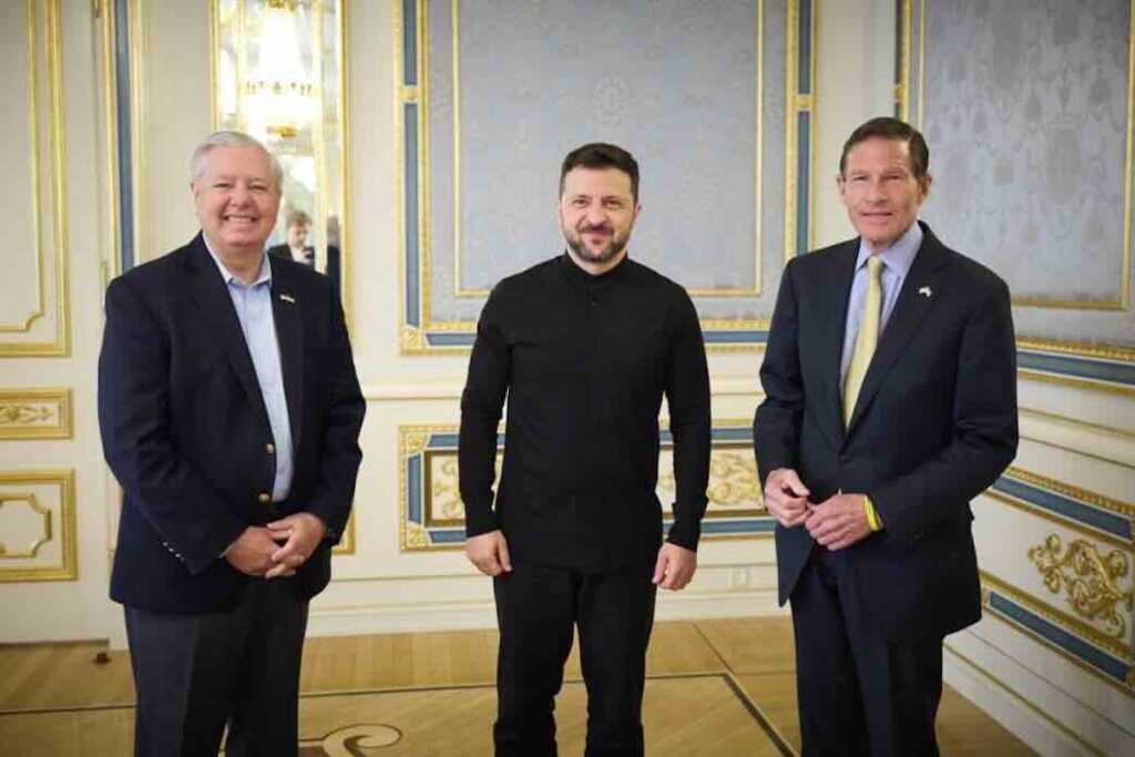 zelenski sa svojim omiljenim senatorima, lindzijem grejamom i ričardom blumentalom