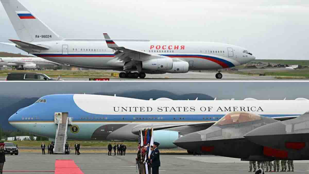 redak prizor na aljasci air force one i iljušin il 96 – predsednički avioni sad i rusije jedan pored drugog