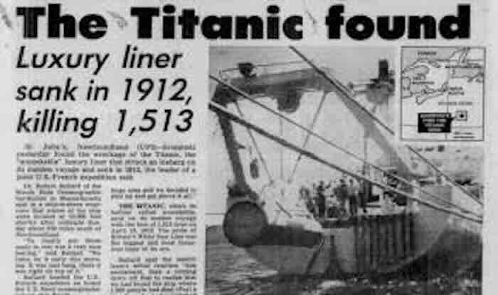 vest o pronadjenom titaniku iz 1985 vest o pronadjenom titaniku iz 1985