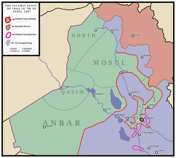 Mapa islamske države u Iraku 2007. godine