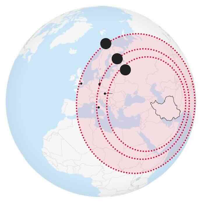 radijus od 4000 kilometra od irana