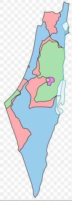 1947. godina. Jevrejske teritori je su obeležene plavom bojom