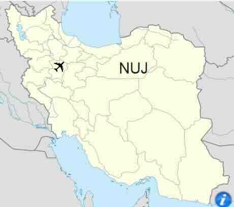 Položaj vazduhoplovne baze Hamadan u Iranu