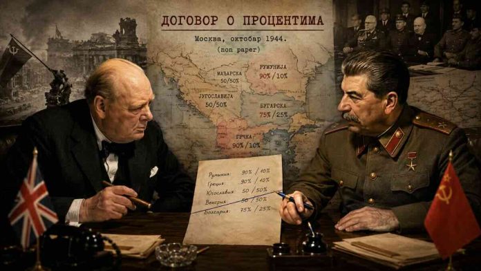 Dogovor o procentima kako su Staljin i Čerčil na papiru delili Balkan Dogovor o procentima kako su Staljin i Čerčil na papiru delili Balkan