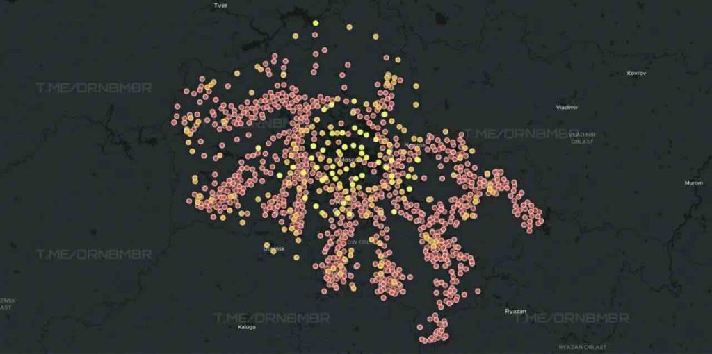mapa oborenih ukrajinskih dronova